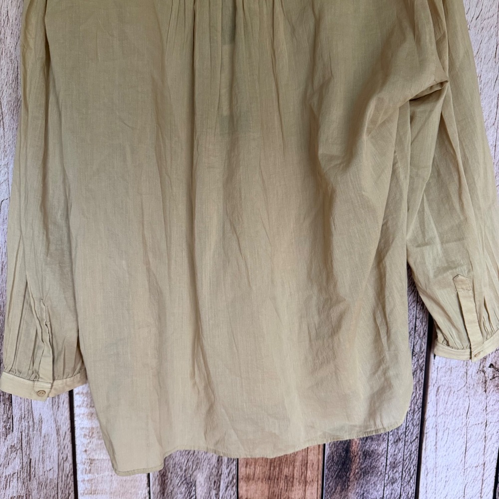 Nili Lotan Blouse Neville Sandstone Cotton Quiet Luxury Peasant Top Small  NWT - Picture 6 of 10